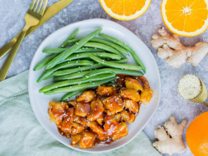 Healthy Orange Chicken and Greens