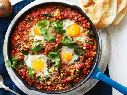 Baked Eggs with Lentils